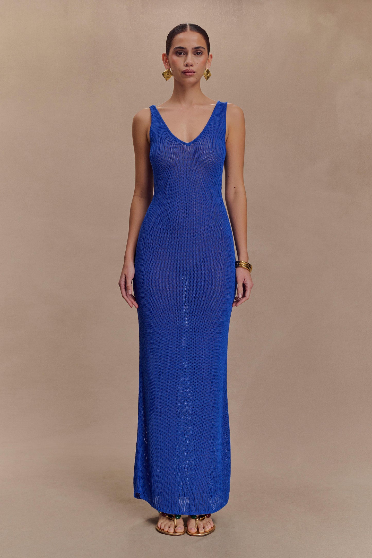 Ari Tape Yarn Knit Maxi Dress - Cobalt Blue