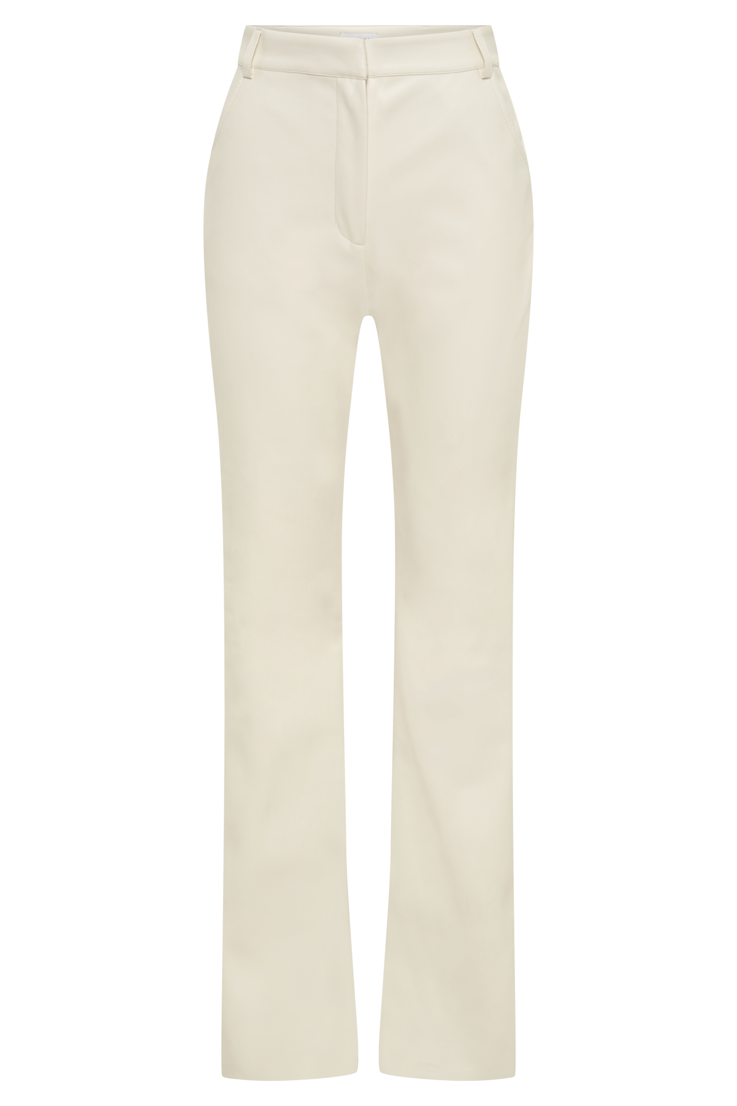 Tyra Straight Leg Faux Leather Pants - Ivory