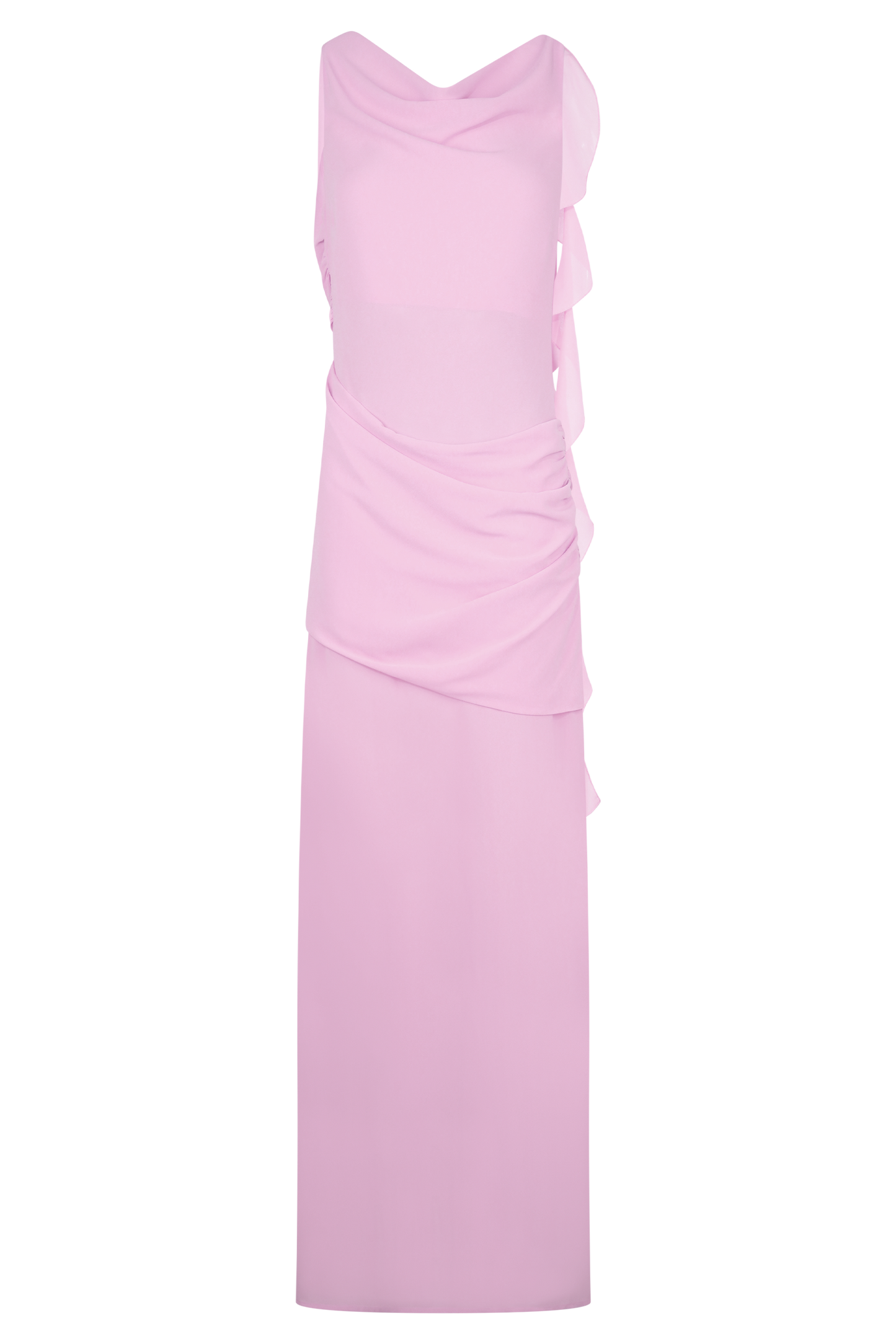 Daria Draped Chiffon Maxi Dress - Light Lilac