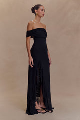 Audrey Off Shoulder Mesh Maxi Dress - Black
