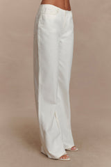 Caitlin Mid Rise Denim Flare Jeans - White