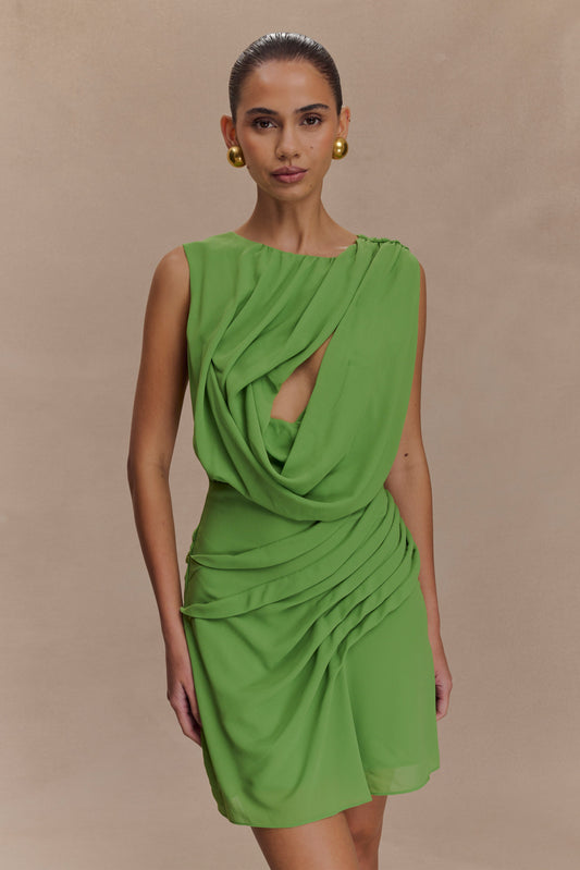Oria Chiffon Mini Dress - Green