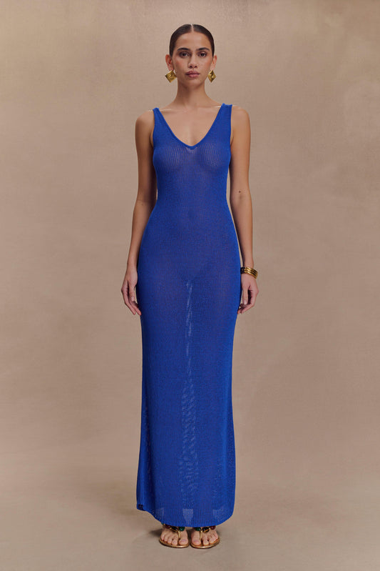 Ari Tape Yarn Knit Maxi Dress - Cobalt Blue