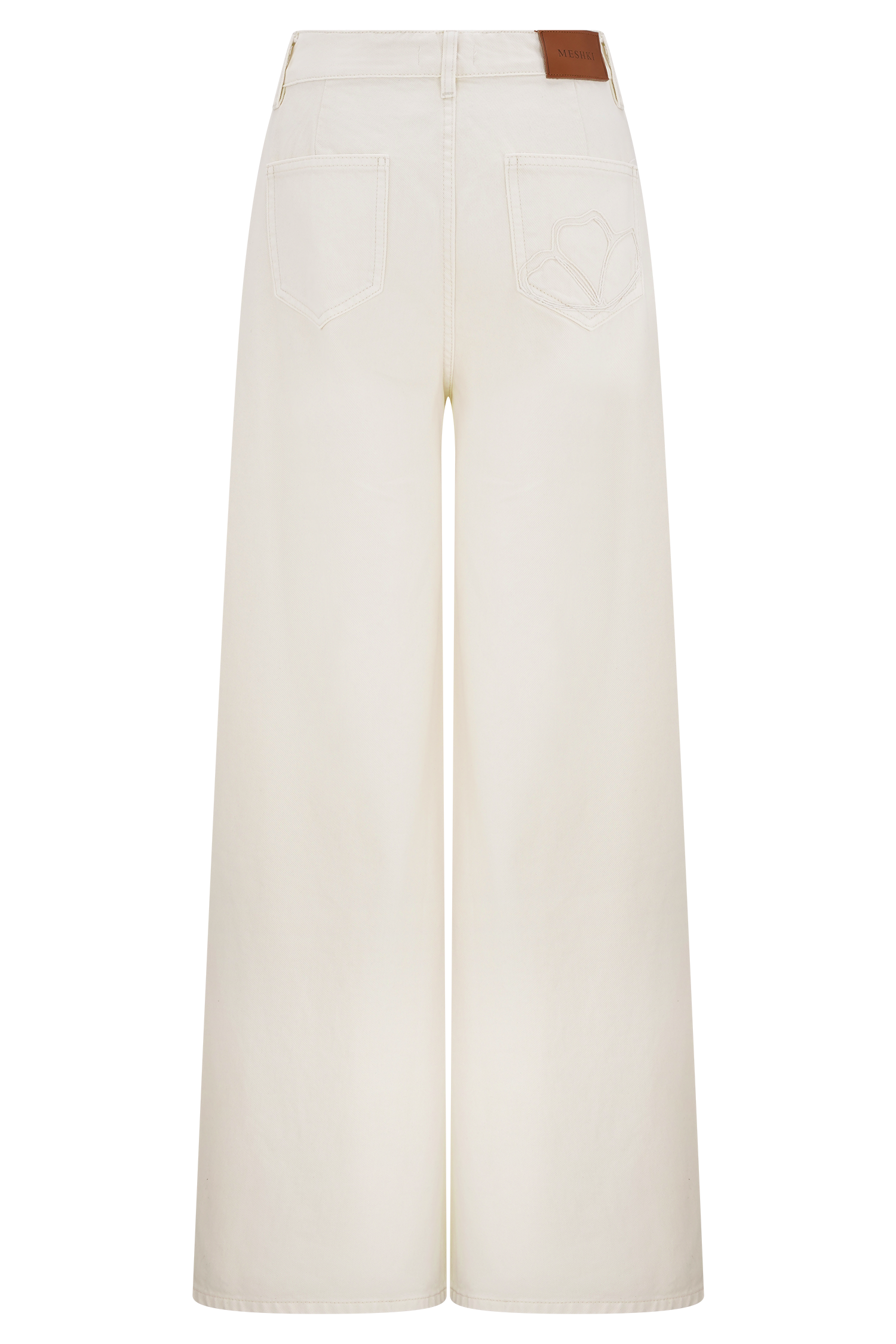 Carmella Embroided Straight Leg Jeans - Ecru