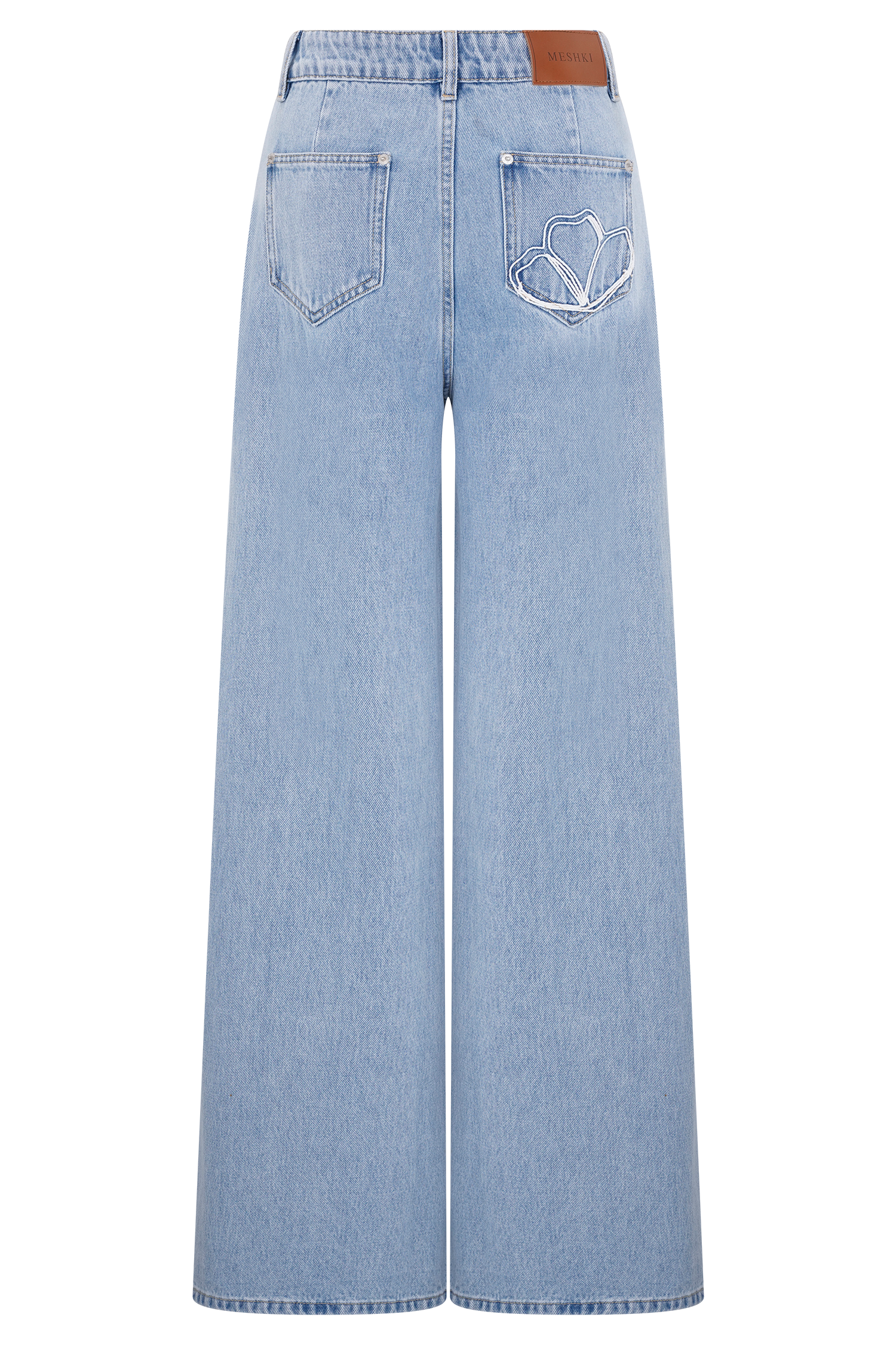 Carmella Embroided Straight Leg Jeans - Mid Blue